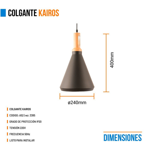 Lamparas Colgantes Leuk Kairos Nordico Madera Metal E27