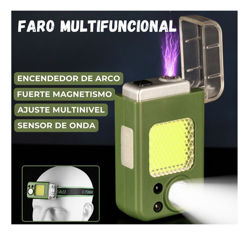 Linterna De Cabeza Con Sensor Y Encendedor Recargable
