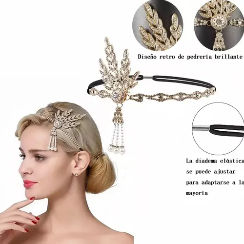 Diadema Flapper Girl De Arrival, De Los Años 20, Con Accesorios Para Charleston Jm Diadema Flapper Girl De Arrival, De Los Años 20, Con Accesorios Para Charleston Jm