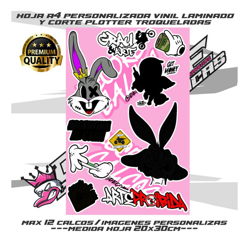Calcomanias/stickers Plancha Hoja A4 Personalizado Laminado