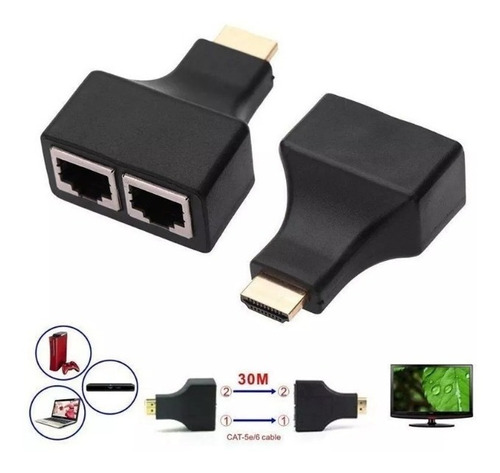 Extensor Alargador Hdmi A Rj45 Full Hd 30metros