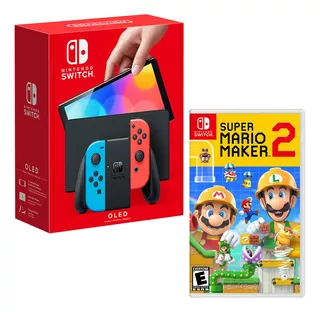 Consola Nintendo Switch Modelo Oled Neon + Mario Maker 2