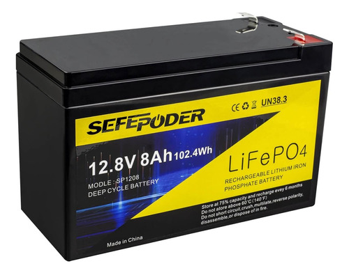 12v 8ah Lifepo4 Lithium Deep Cycle Battery, 2000+ Cycle...
