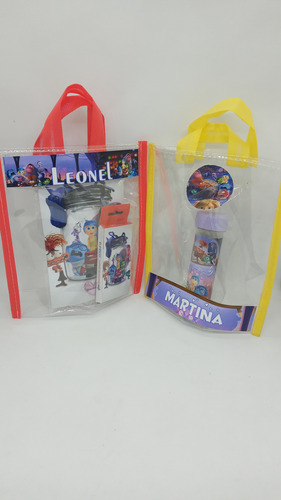 Bolsa Golosinera Pvc + Alcancía Souvenirs Personalizado X10 Color A Elección De Lo Disponible Bolsa Con Alcancía
