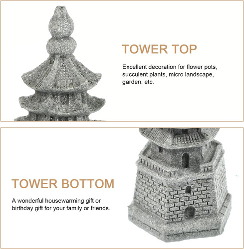 Yardwe 4 Pcs Mini Pagoda Ornaments, Estatua De Pagoda En Min