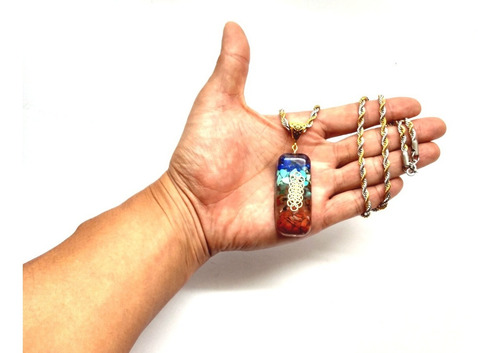 Colar 7 Chakras Orgonite Pedras Coloridas,natureza,c\caixa