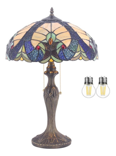 Lámpara De Mesa Estilo Tiffany De Vidrio Manchado Lámpara De