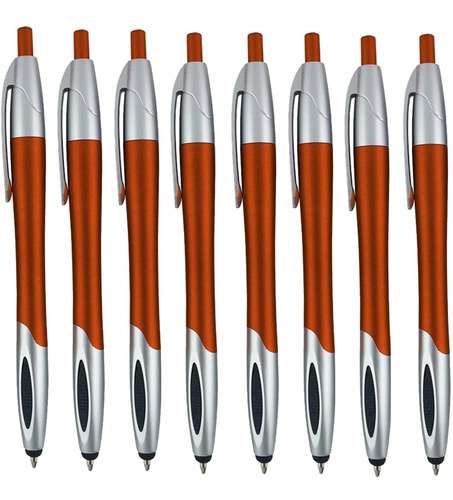 8 Boligrafos 2 En 1 Con Punta Para Pantalla Tactil Naranja