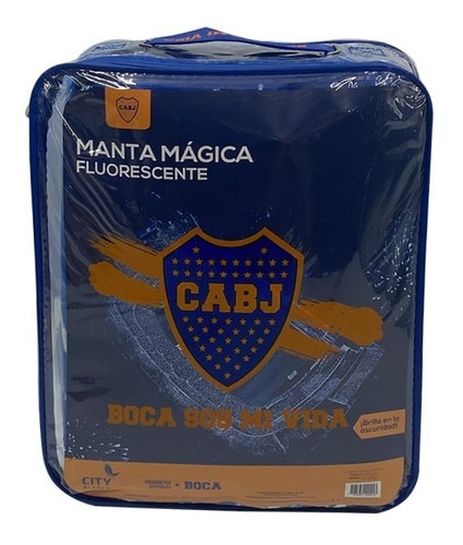Imagen 1 de 5 de Frazada Manta Flannel Luminosa Boca Juniors 1 1/2 Plaza