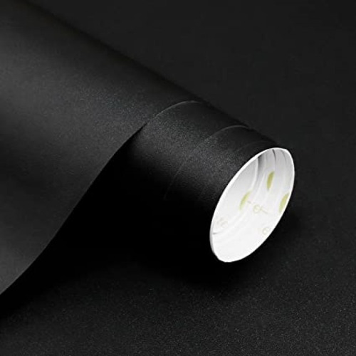 Papel Tapiz Adherible Premium Negro Solido 10m X 45cm Tp116