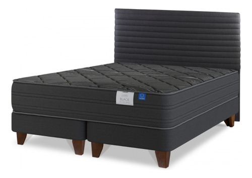 Cama Europea Flex Black King + Respaldo Modern Color Negro