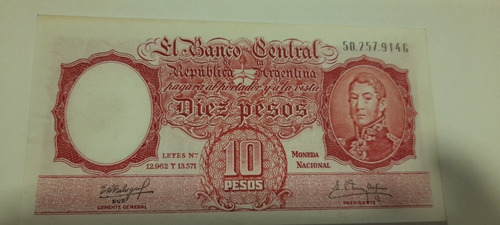 Billete S/c Antiguo De 10 Pesos 