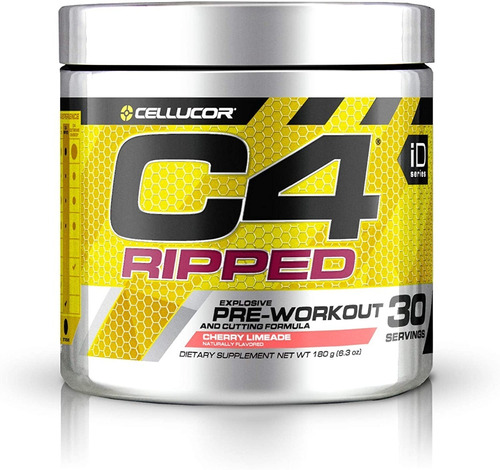 Suplemento en polvo Cellucor  Pre Workout Powder C4 Ripped carnosyn beta-alanina sabor icy blue razz en pote de 180g