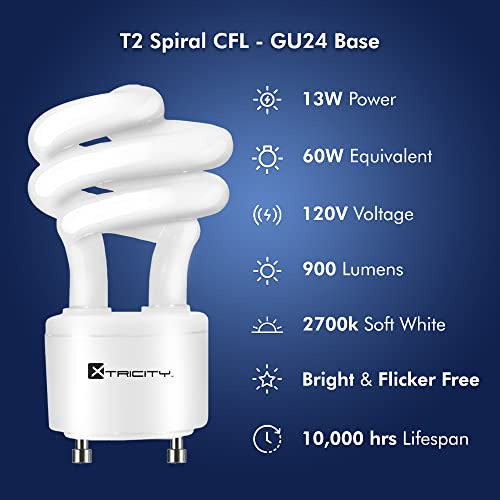 Bombilla Compact Fluorescent Gu24, T2 Spiral Cfl, 13 W (60 W