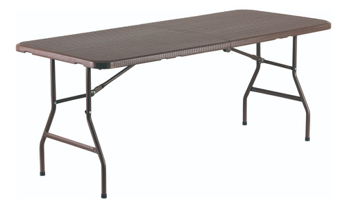 Mesa Plástica Plegable Con Patas Metal 1,80 Mts - Marrón