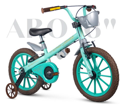 Bicicleta Infantil Com Rodinhas Aro 16 Mini Antonella Nathor Cor Verde