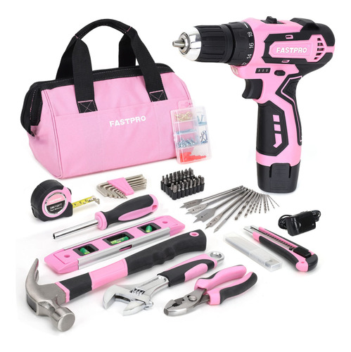 Fastpro Juego De Taladro Rosa De 175 Piezas De 12 V, Destorn