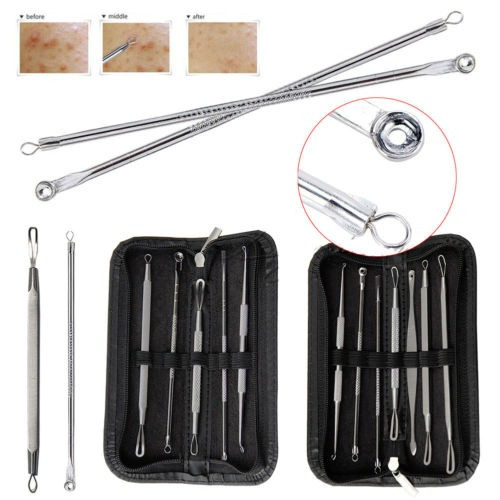 7pcs Espinilla Espinilla Mancha Cara Acné Comedón Extractor 