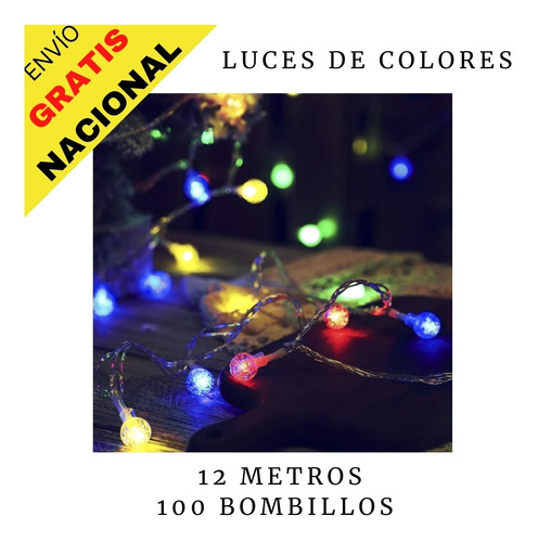 Luces Globo Colores Led Extensión Vintag Navidad 100 Bombill