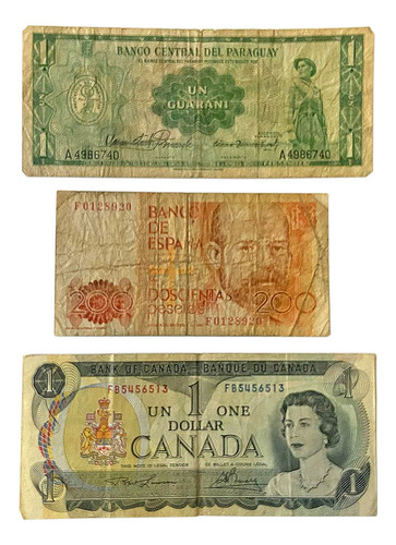 Billetes Antiguos Extrangeros / Lote De 3 Unidades (Usado)