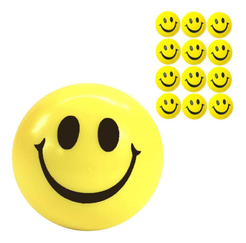 Kit 12 Bolinhas Amarela Smile Massagem Apertar Anti Stress