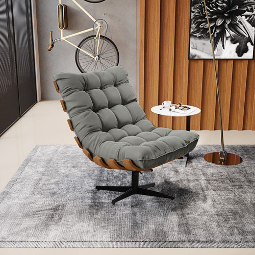 Poltrona Giratória Costela Suede Grafite Base Cromada Preto