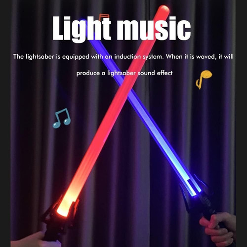 2 Pcs Láser 2 En 1, 7 Colores Sable Luz Ampliable Con Sonido