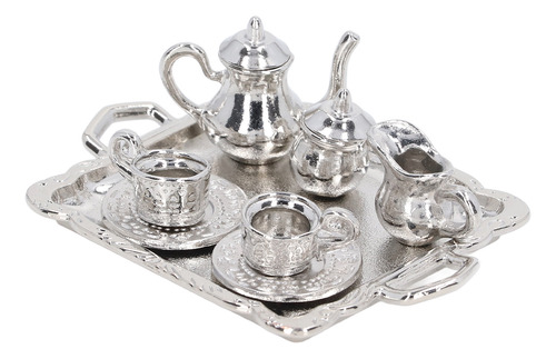 Mini Juego De Té De Metal A Escala 1/12 Simulación