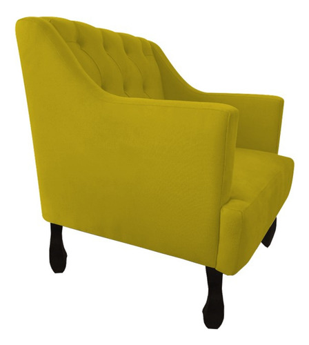Kit Poltrona Julia + Puff Luis Xv Corino Amarelo