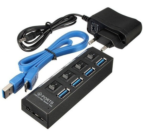 Hub Usb 3.0 De 4 Puertos Con Interruptores + Transformador