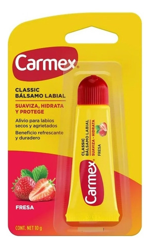 Bálsamo Para Labios Carmex Hidratante Fresa 10 G
