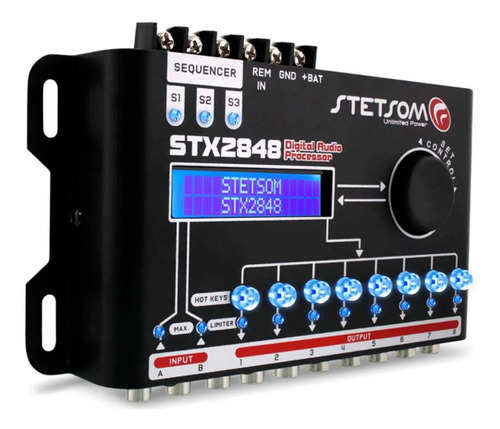 Crossover Audio Digital Stetsom  Stx2848 2 Canais 8 Saídas