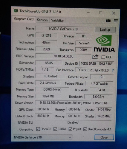 Nvidia Geforce 210 1gb Ram Ddr3 Vga Dvi Hdmi