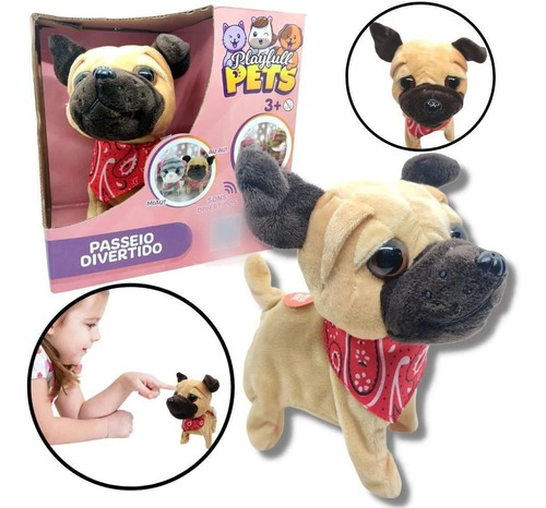 Cachorro Marrom Movimento E Som - Passeio Divertido Playfull