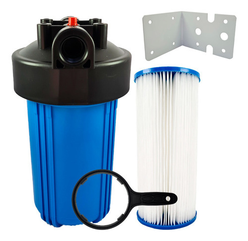 Kit Completo Filtro Big Blue 10 + Plissado Lavável 5 Micra Cor Azul