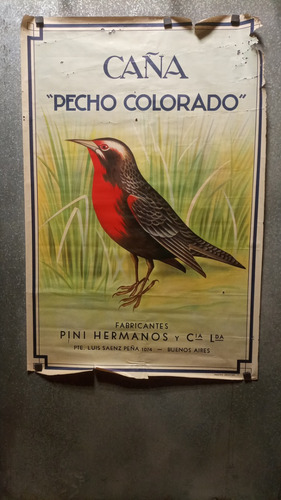 Afiche Antiguo Publicitario Caña Pecho Colorado Original