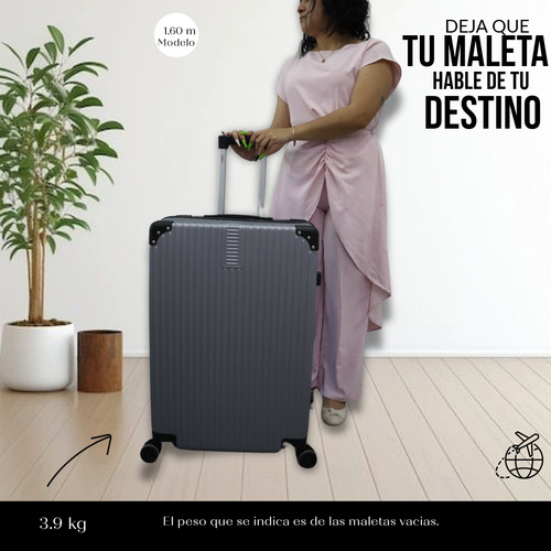 Maleta Para Viaje Ruedas Grande 25 Kg De 28 Pul Con Candado Plata Lunar 5863-6