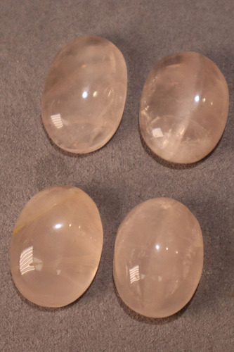 Lote 4 Cuarzos Rosa 100% Natural Cabujon Oval 23x18mm 114ct Rosa Claro