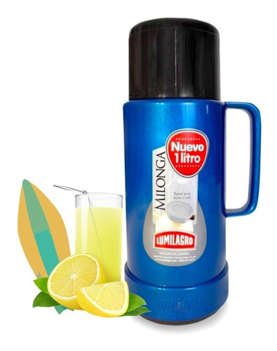 Termo De Vidrio Milonga 1 Lt Tapon Espiral Lumilagro