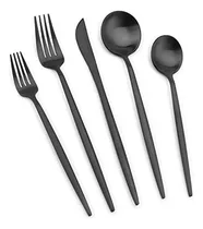 Comprar Juego De Cubiertos Negro Mate Para 6, Juego De Cubiertos De 