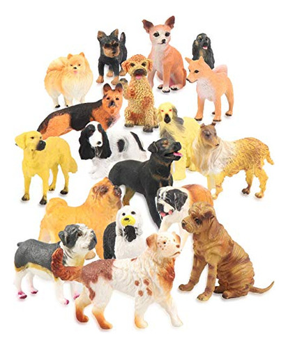 Set Of 18 Large Deluxe Dog Figurines, Toy Puppy Figures...