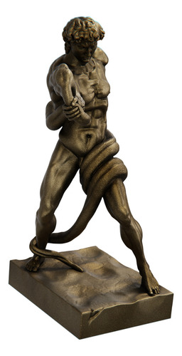 Estátua Atleta Lutando Contra Píton - Estatueta Frederic Cor Cor Ouro Velho