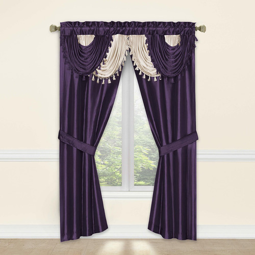 Amore 54 X 84 Inch Luxurious 5pc Attached Valance  Purp...