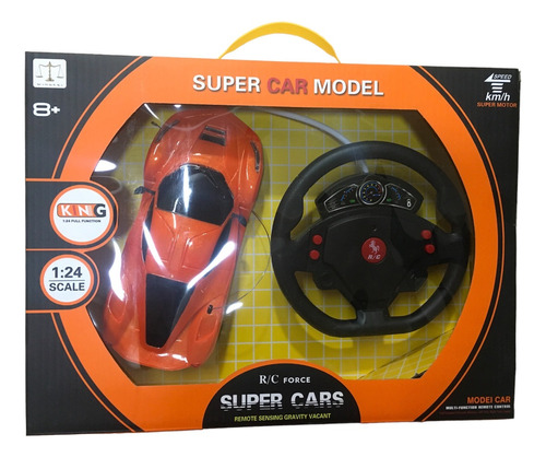 Auto A Radio Control Super Car 4 Canales Bateria Carga Usb Color Naranja