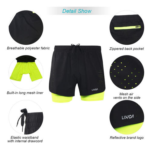 Lixada - Pantalones Cortos Para Correr 2 En 1 (secado Rápido