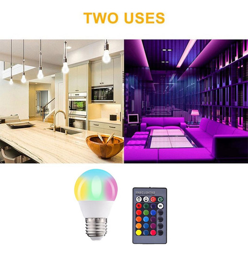 2x E27 Rgb Bulb Color Remoto Que Cambia Las Bombillas