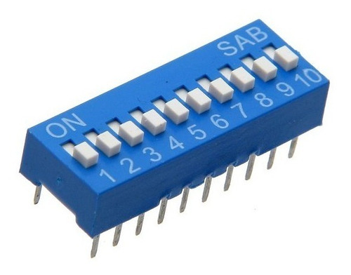5 X Interruptor Dip Switch 10 Posiciones 2.5mm Azul