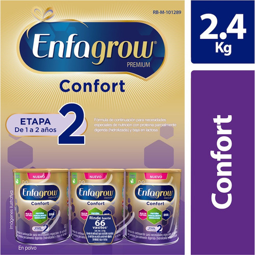 Pack X3 Enfagrow Confort Fórmula Niños Etapa 2 800gr C/u