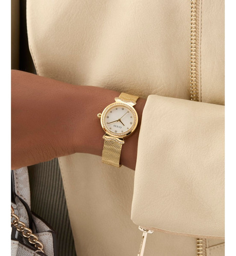 Reloj Guess Mujer Dorado Acero Inoxidable Mermaid Fondo Plateado