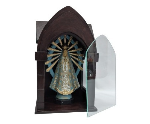 Capilla De Madera Con Virgen De Luján 18 Cm Pvc 